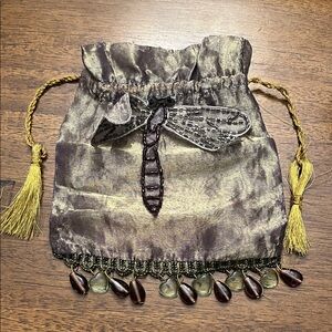 Dragonfly fairy core drawstring beaded bag